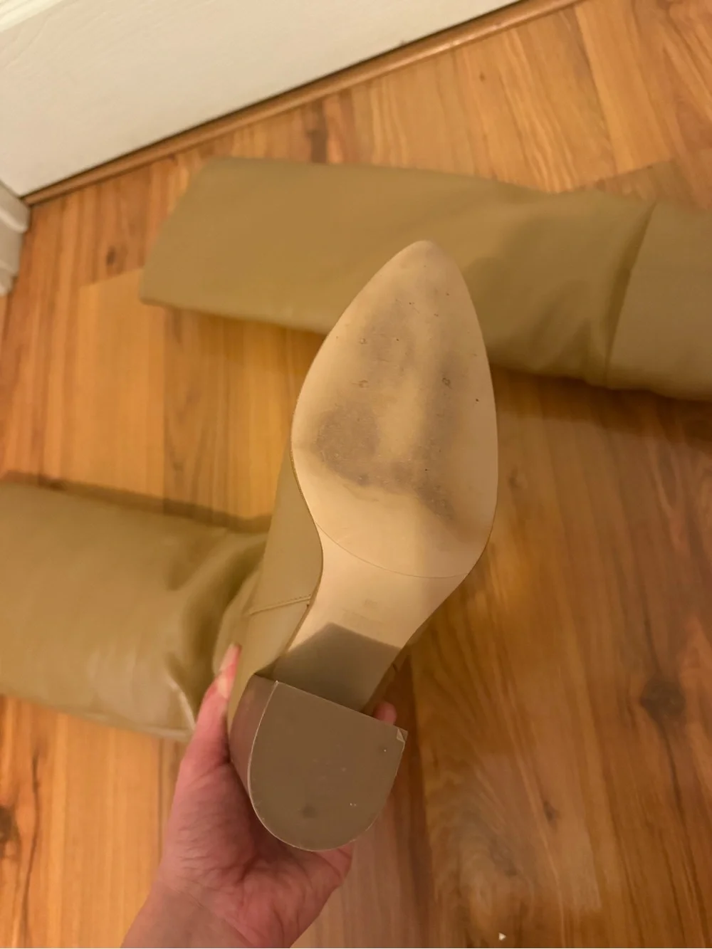 Zara Tan Over-the-Knee Leather Boots
